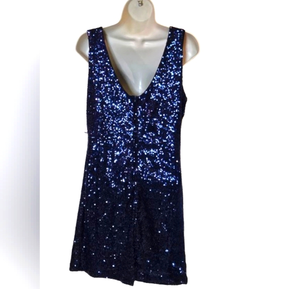Crystal Doll Navy Blue Sequin Sleeveless Cocktail Dress, Large (Juniors), NWT - Picture 11 of 16
